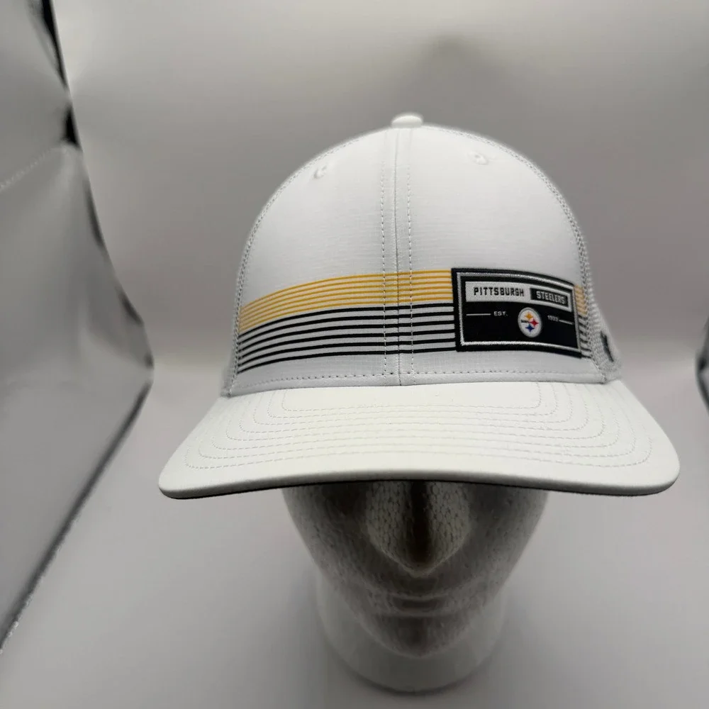 47 Brand Pittsburgh Steelers NFL Trucker Hat White Grey Mesh Snapback Cap OSFA